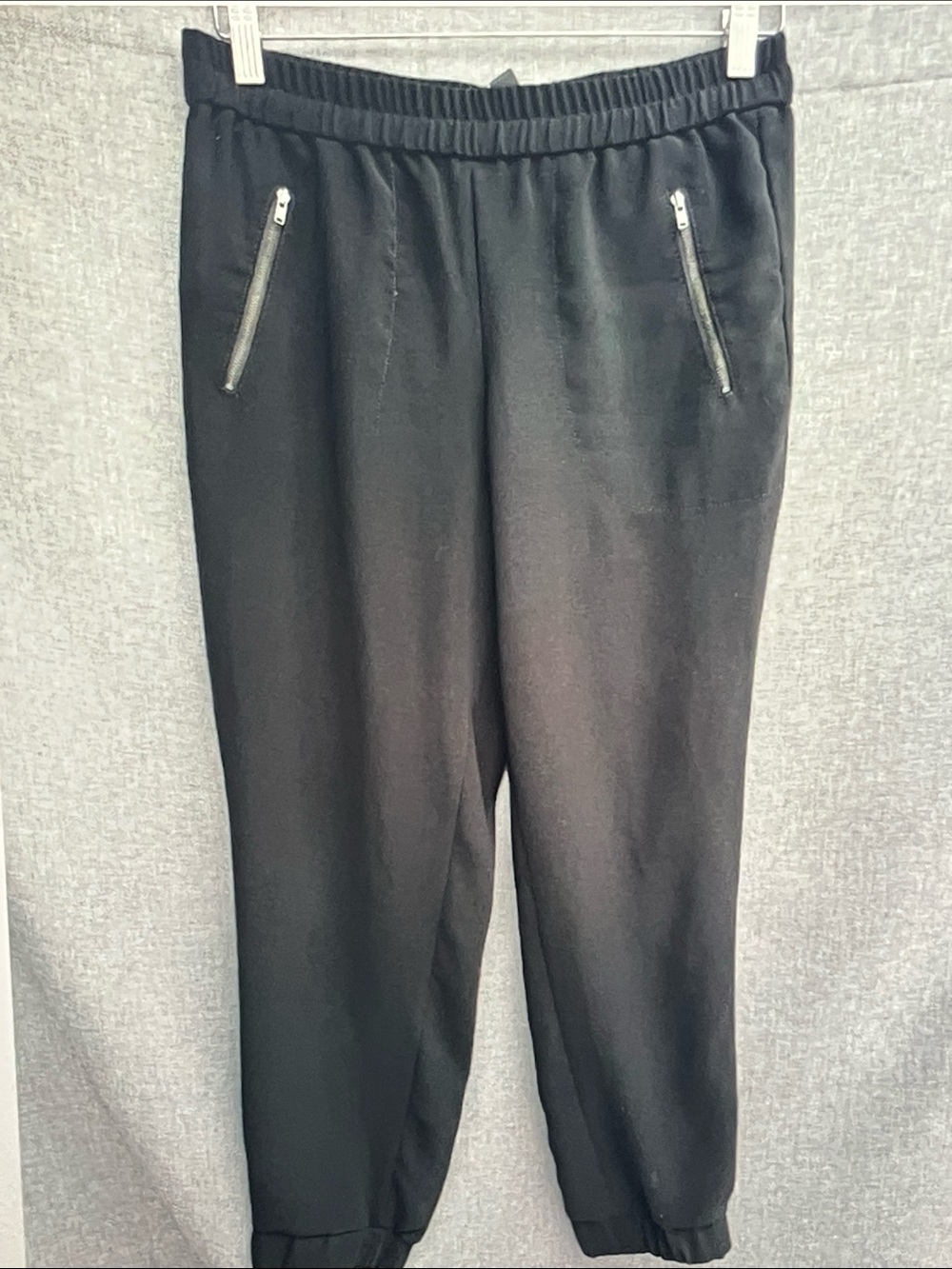 J. Crew Black Men's Elastic-Waist Joggers with Zipper Pockets